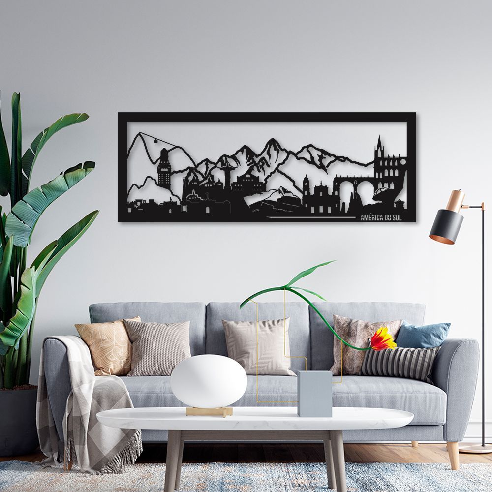 Quadro Escultura América do Sul 150x55 Preto