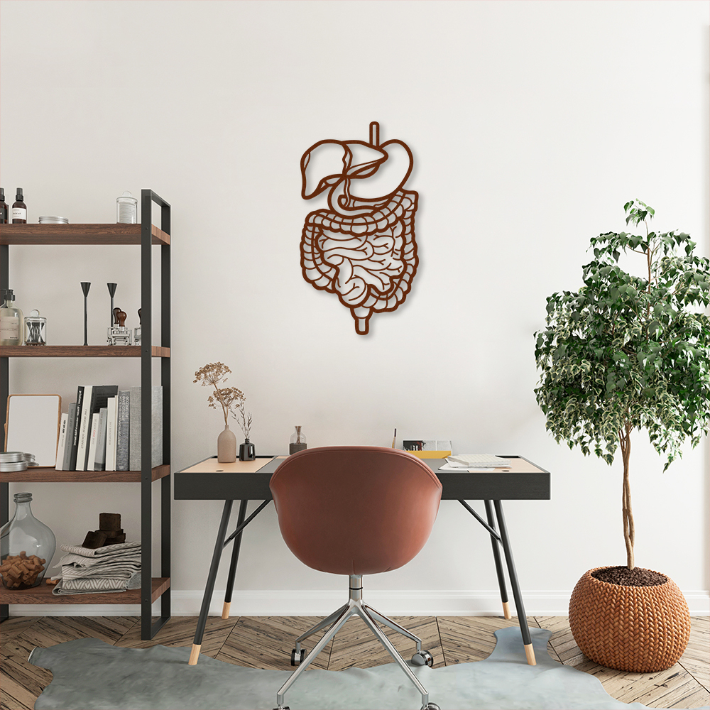 Quadro Escultura Aparelho Digestivo 120x66 Marrom