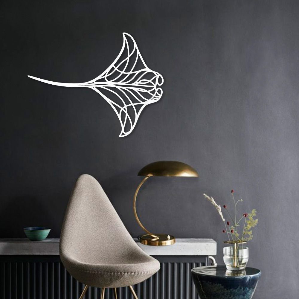 Quadro Escultura Arraia One Line 100x76 Branco