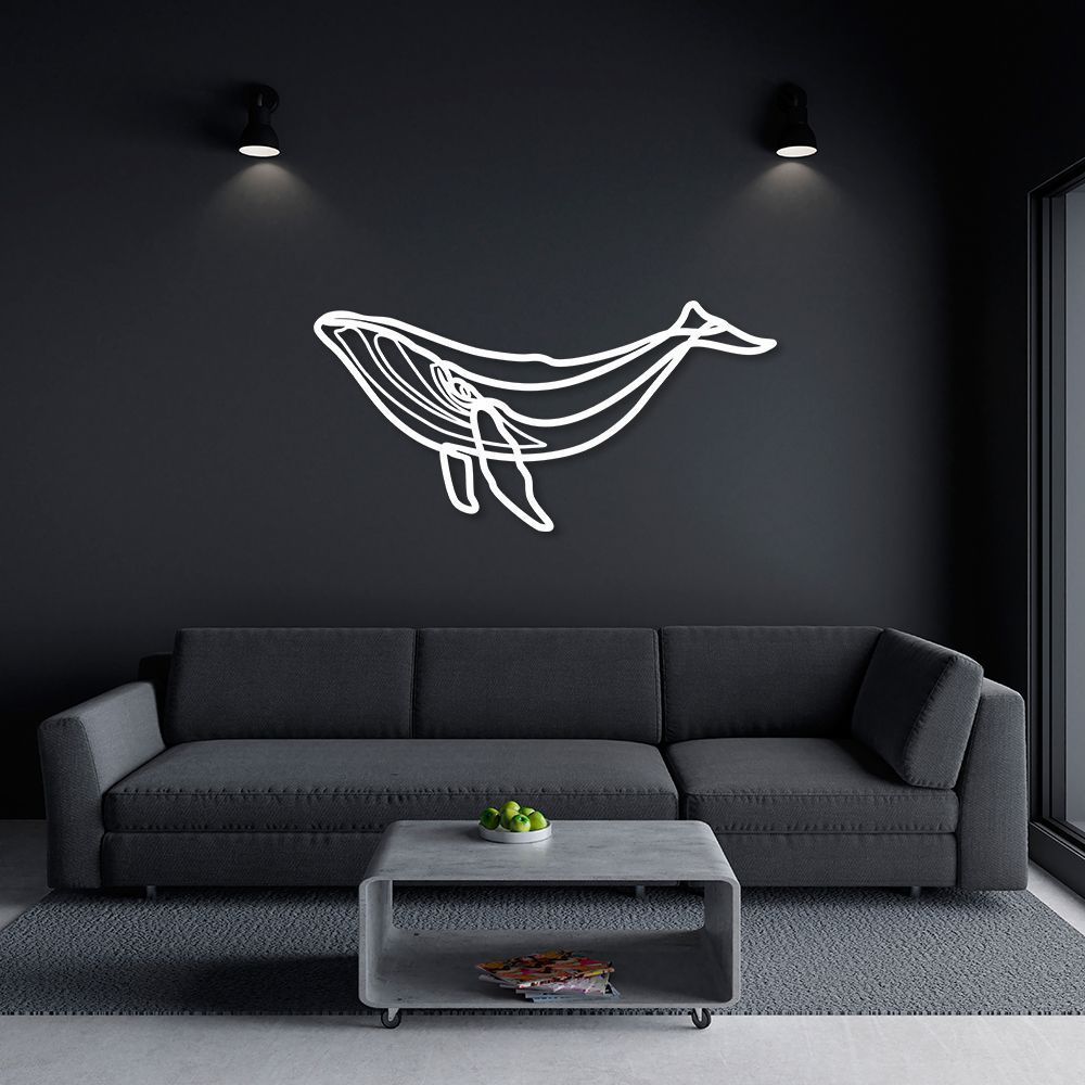 Quadro Escultura Baleia One Line 200x99 Branco