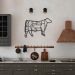 Quadro Escultura Boi Cortes de Carne Bovina 150x108 Preto