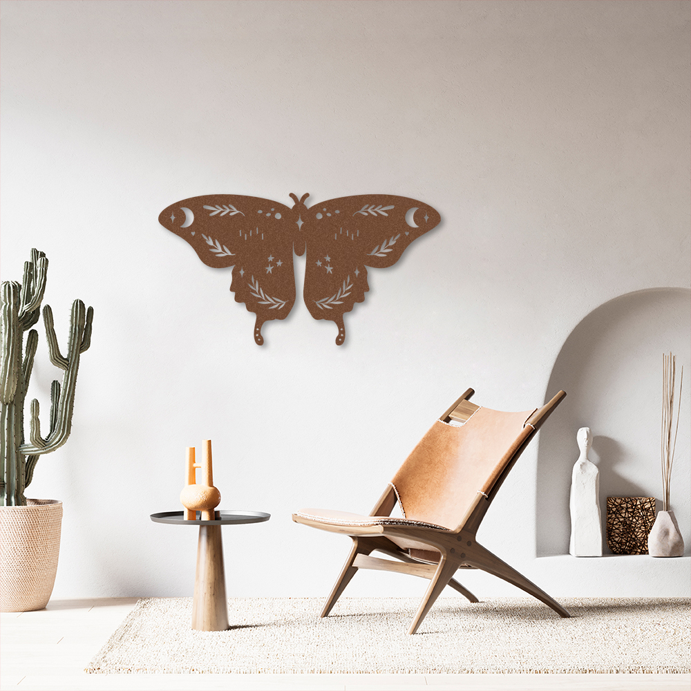 Quadro Escultura Borboleta Boho 120x64 Marrom
