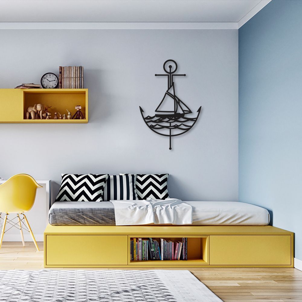 Quadro Escultura Âncora com Navegação 150x103 Preto