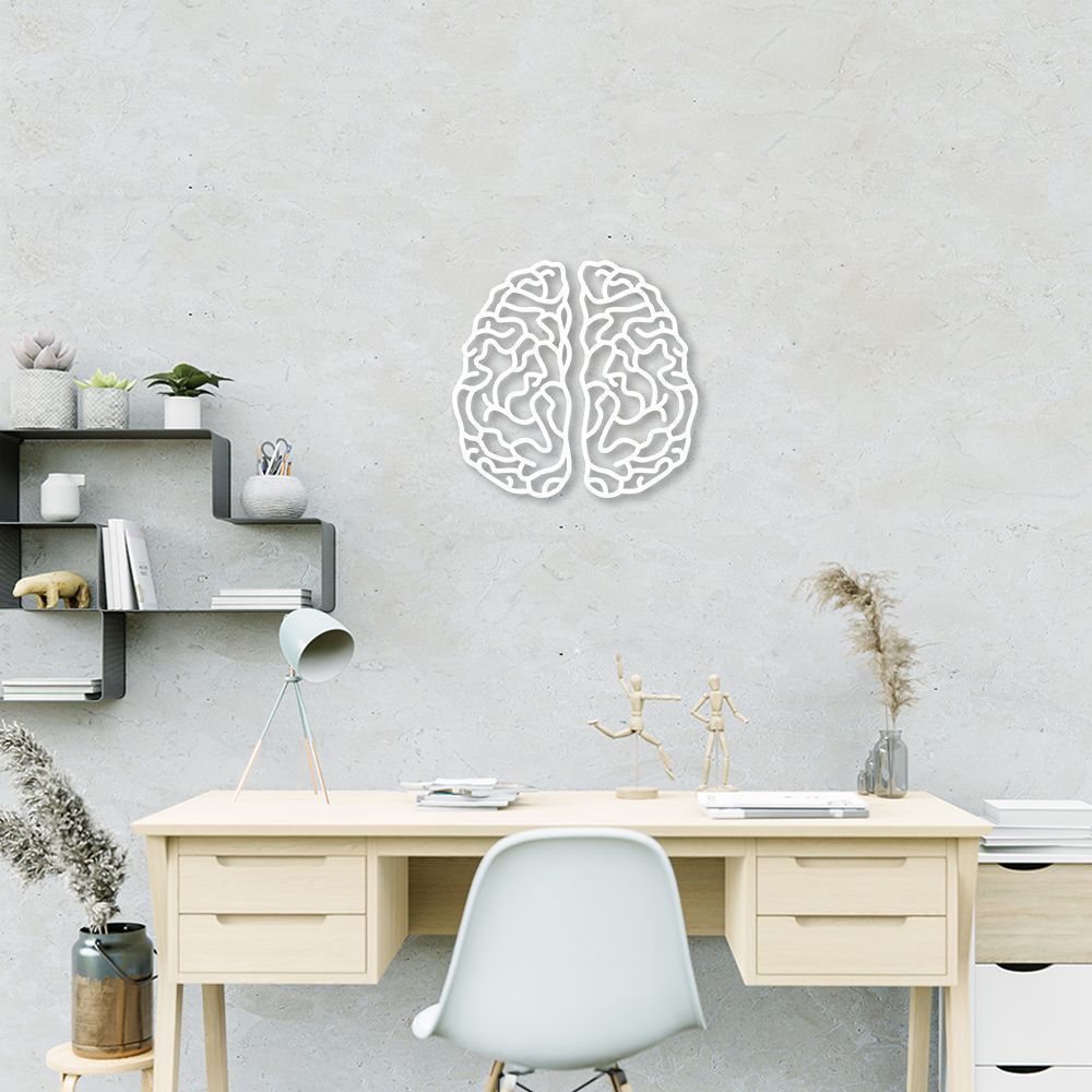 Quadro Escultura Cérebro 80x77 Branco