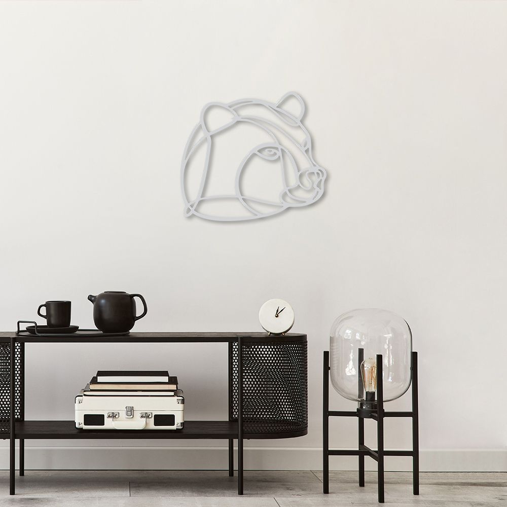 Quadro Escultura Cabeça Urso One Line 90x81 Cinza
