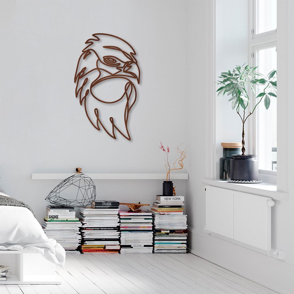 Quadro Escultura Cabeça de Águia One Line 150x91 Marrom