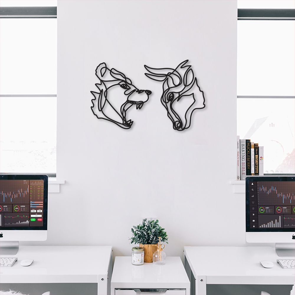 Quadro Escultura Cabeça de Urso e Touro 120x193 Preto