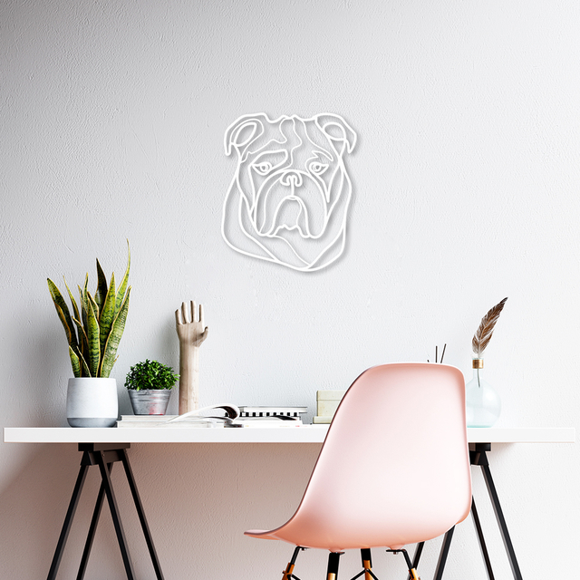 Quadro Escultura Cachorro Bulldog Ingles 120x102 Branco
