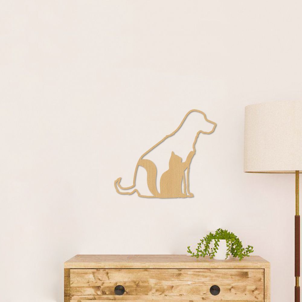 Quadro Escultura Cachorro Gato 80x70 Areia