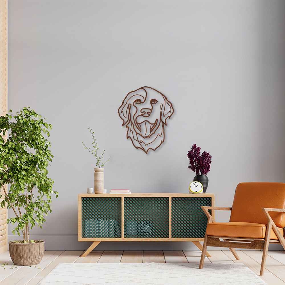 Quadro Escultura Cachorro Golden Retriever 120x99 Marrom