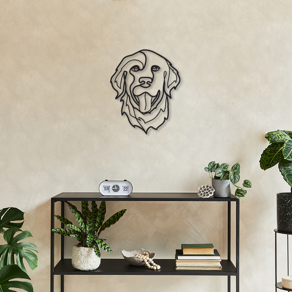 Quadro Escultura Cachorro Golden Retriever 150x124 Preto