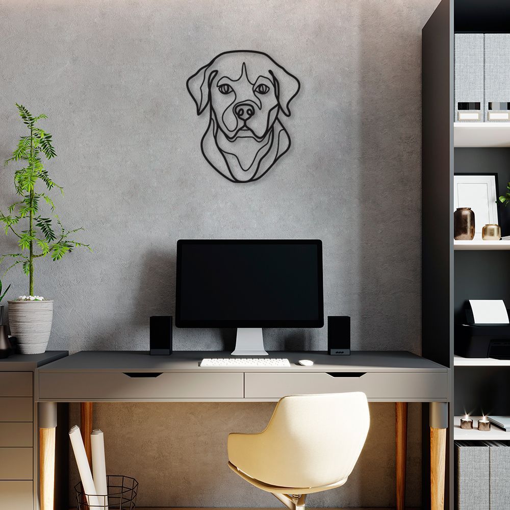 Quadro Escultura Cachorro Labrador One Line 100x85 Preto