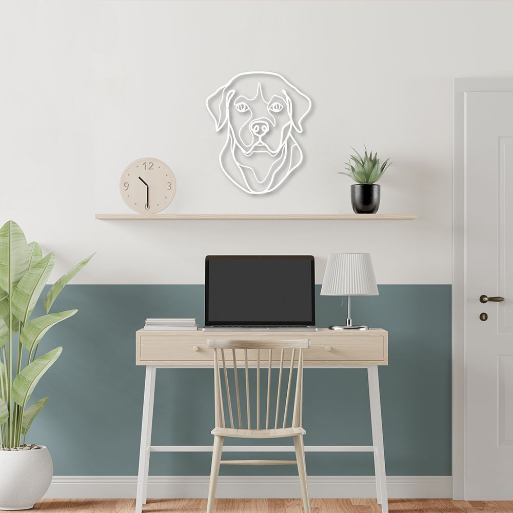 Quadro Escultura Cachorro Labrador One Line 150x128 Branco