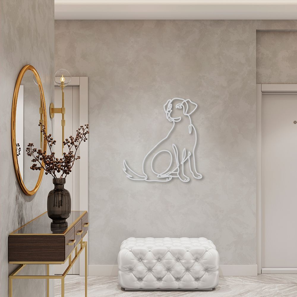 Quadro Escultura Cachorro Vira Lata One Line 120x113 Cinza