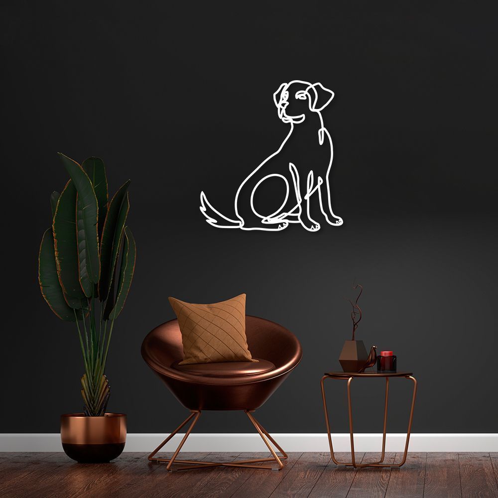 Quadro Escultura Cachorro Vira Lata One Line 60x56 Branco