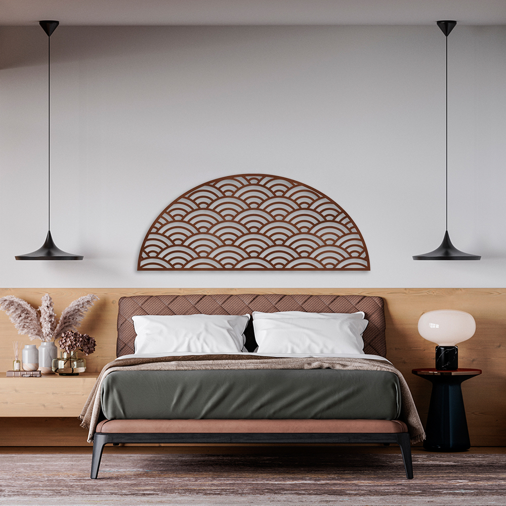 Quadro Escultura Canto Oriental Waves 100x41 Marrom