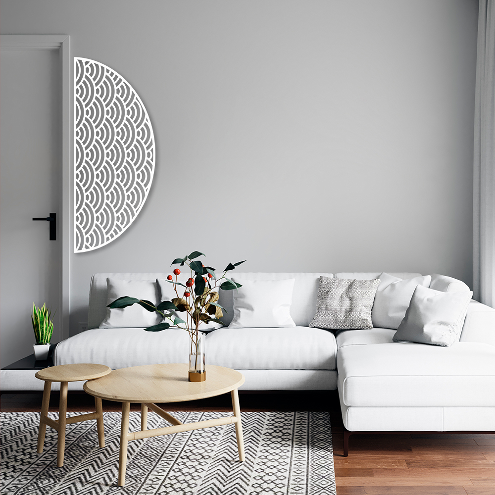 Quadro Escultura Canto Oriental Waves 150x62 Branco