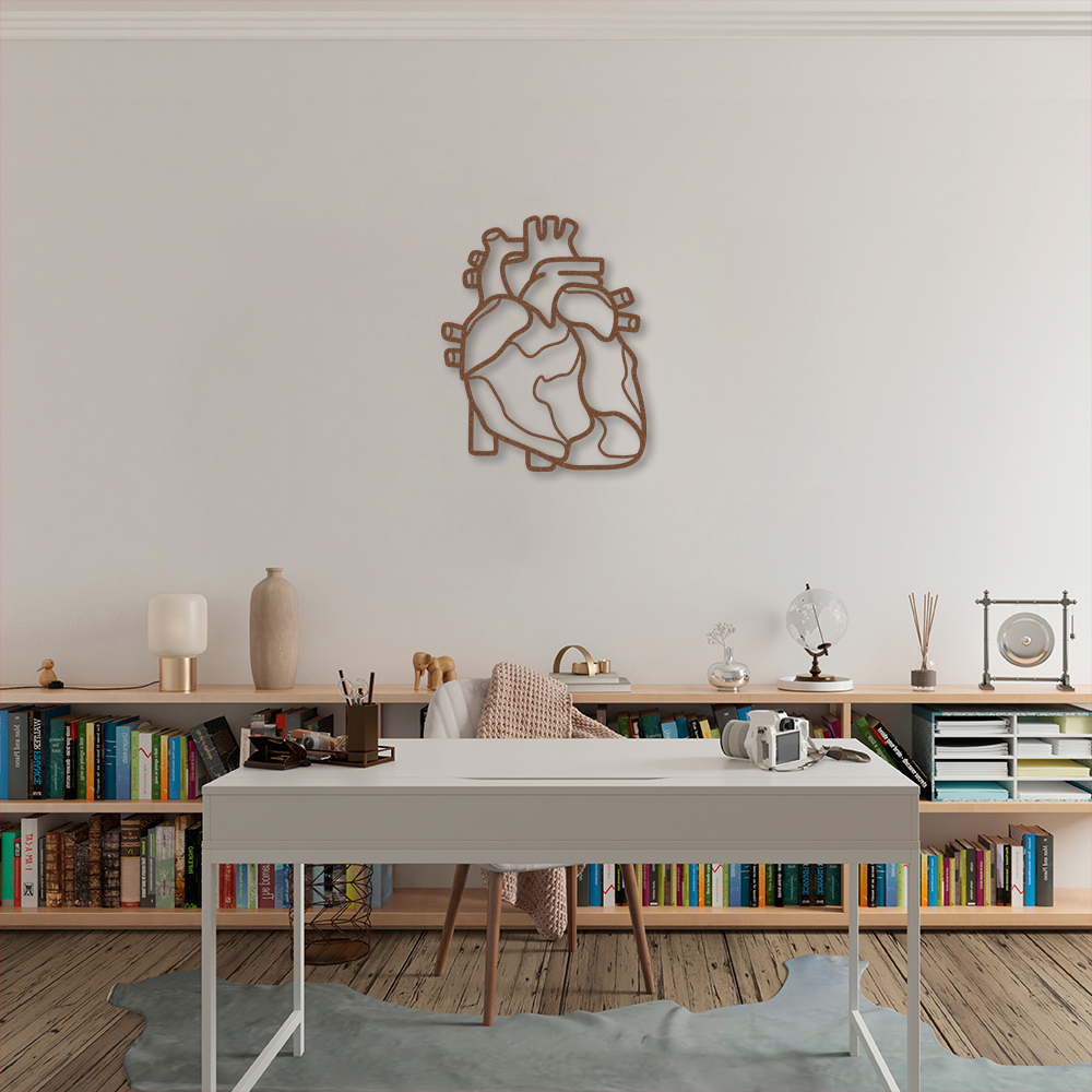 Quadro Escultura Coração 60x48 Marrom