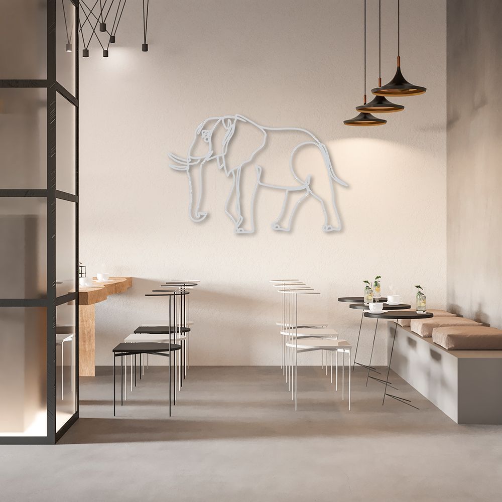 Quadro Escultura Corpo Elefante One Line 100x66 Cinza