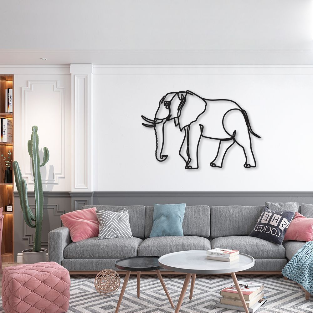 Quadro Escultura Corpo Elefante One Line 150x99 Preto