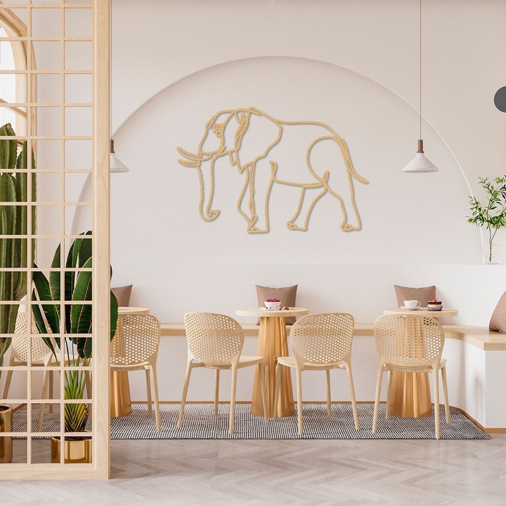 Quadro Escultura Corpo Elefante One Line 80x52 Areia
