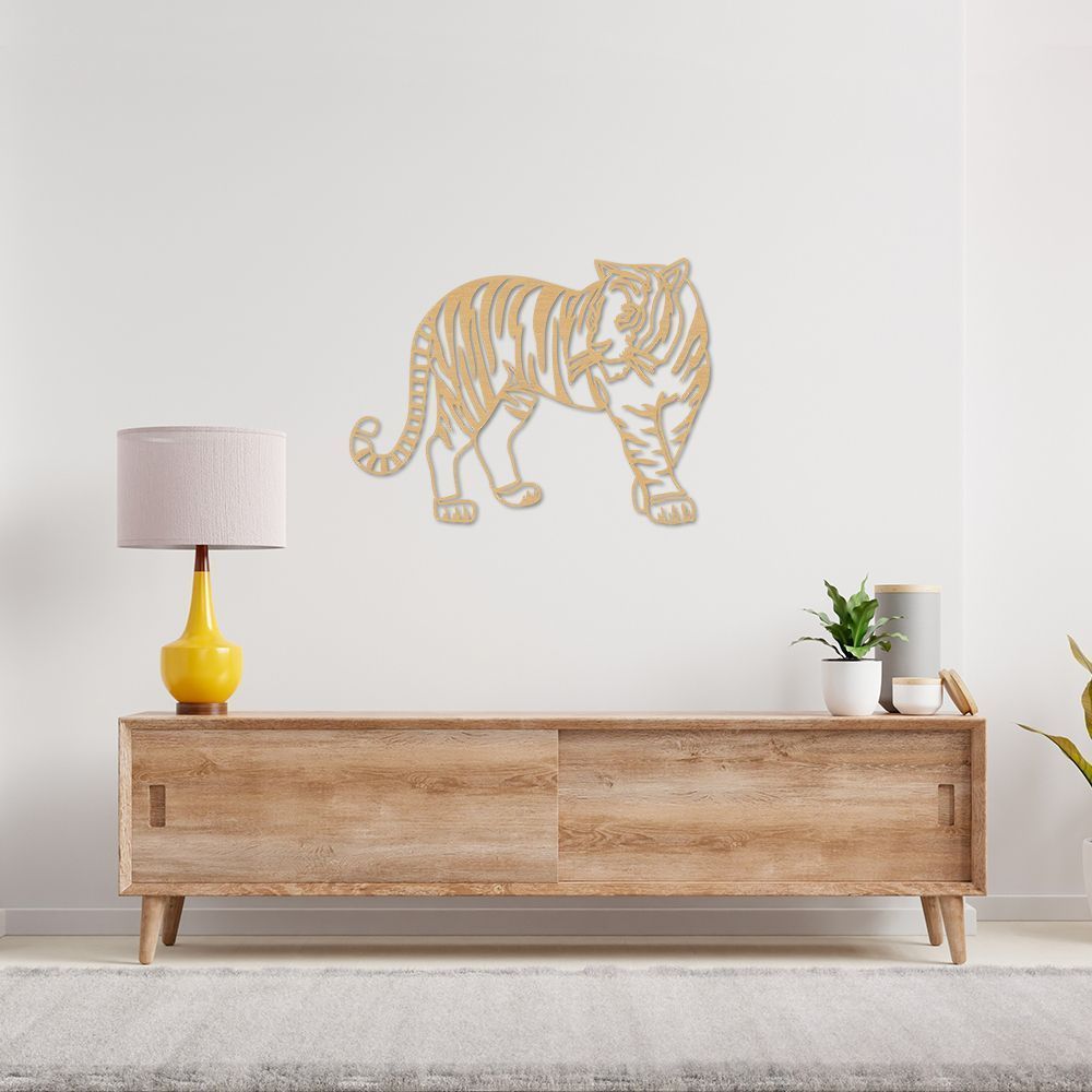 Quadro Escultura Corpo Tigre One Line 150x111 Areia