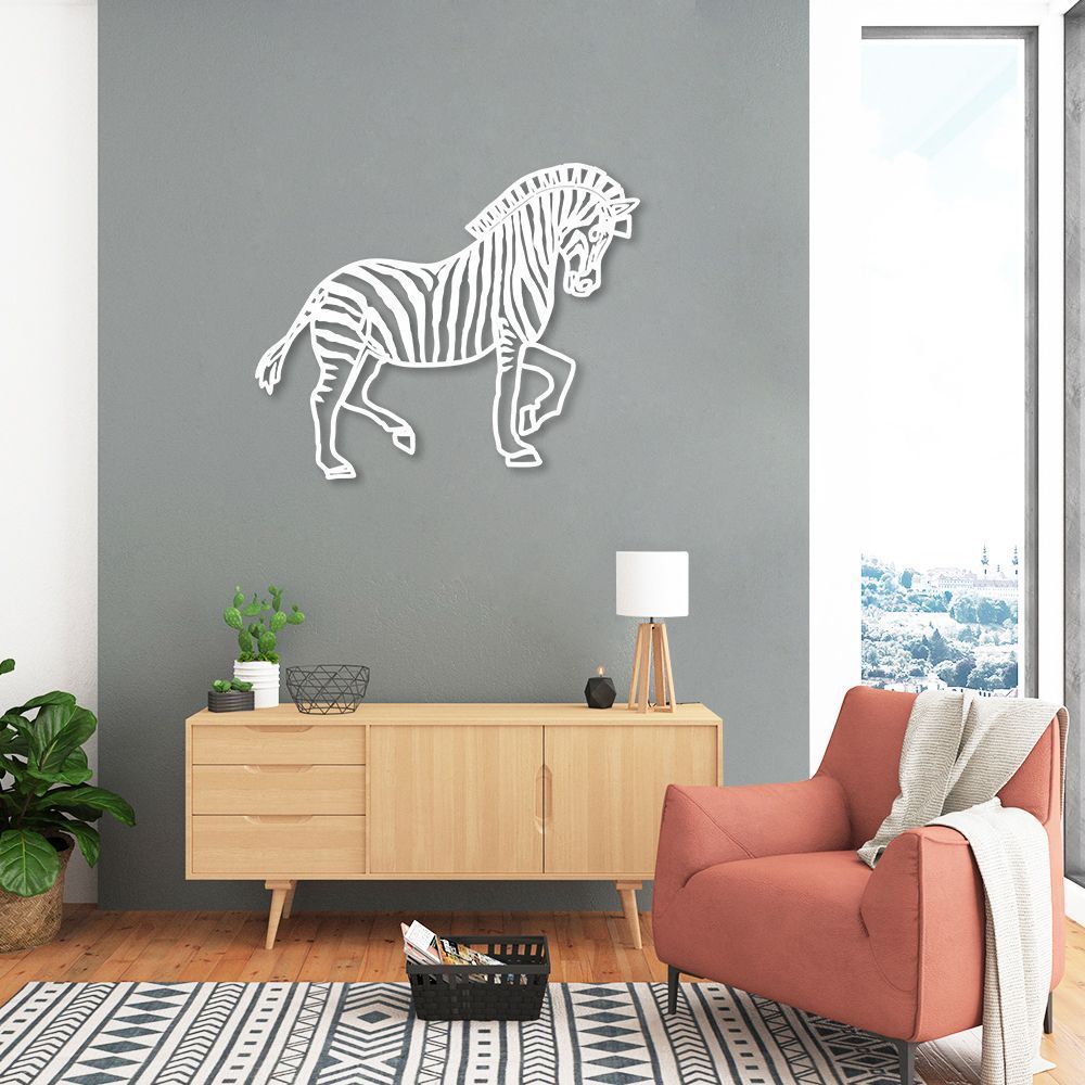 Quadro Escultura Corpo Zebra One Line 100x82 Branco