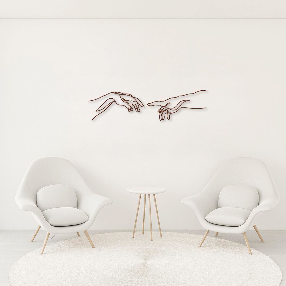 Quadro Escultura Criação de Adão Michelangelo 120x30 Marrom