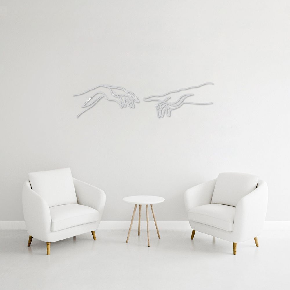 Quadro Escultura Criação de Adão Michelangelo 250x62 Cinza