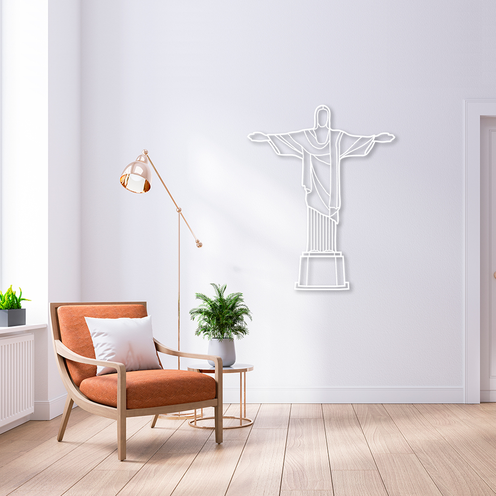 Quadro Escultura Cristo Redentor RJ 120x95 Branco