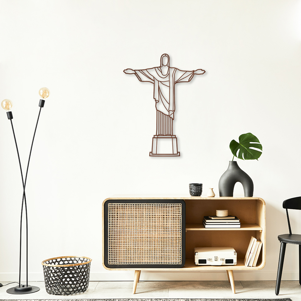 Quadro Escultura Cristo Redentor RJ 120x95 Marrom