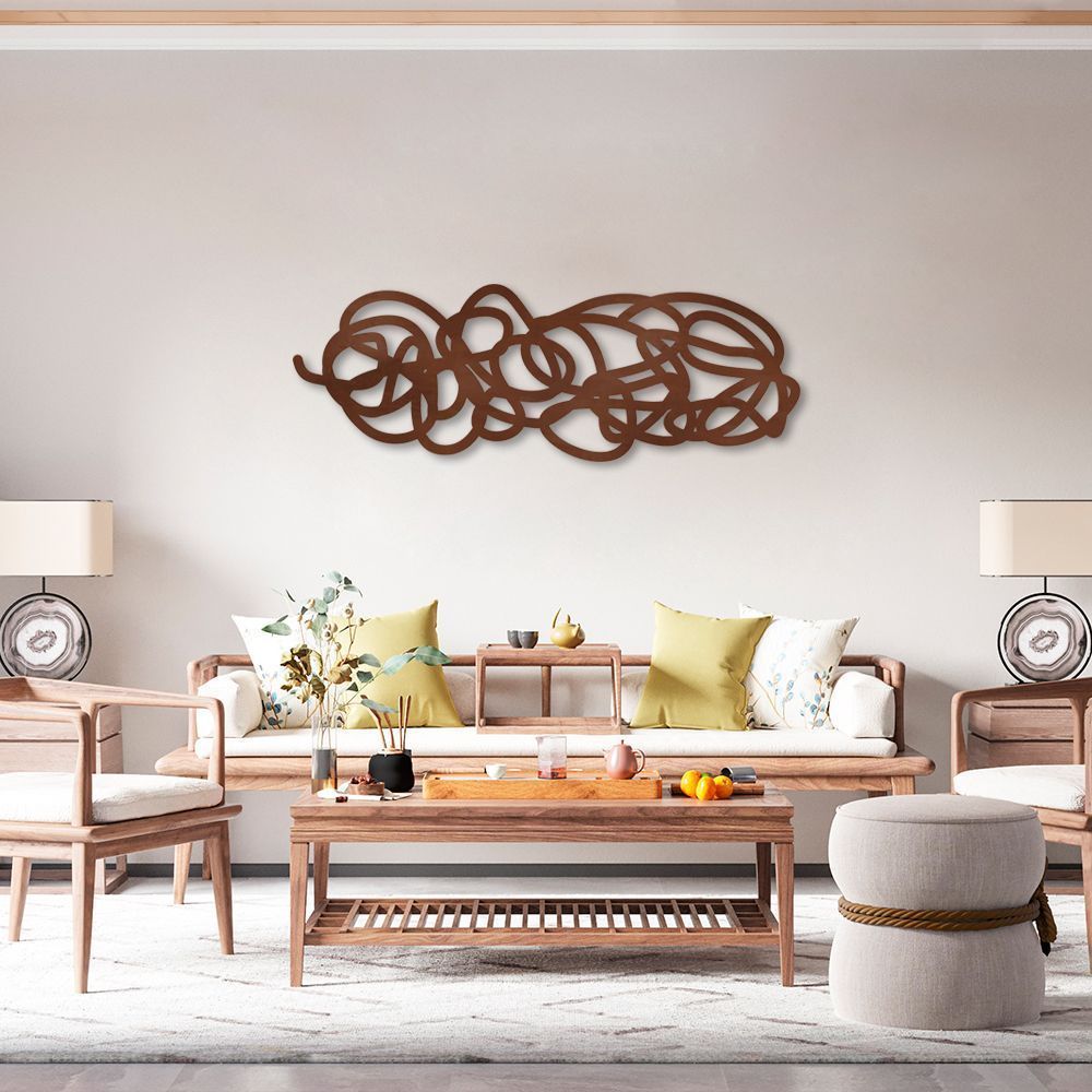 Quadro Escultura Emaranhado Horizontal 100x35 Marrom