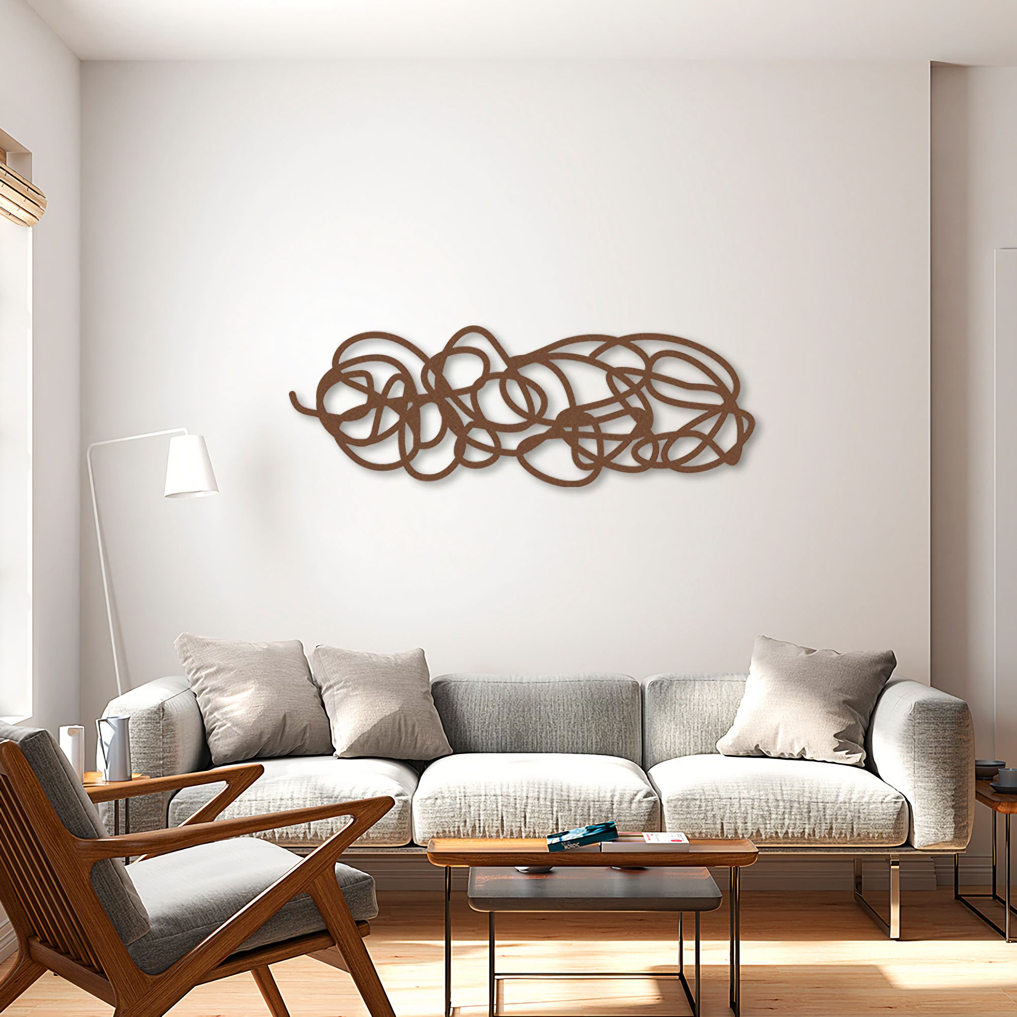 Quadro Escultura Emaranhado Horizontal 120x42 Marrom