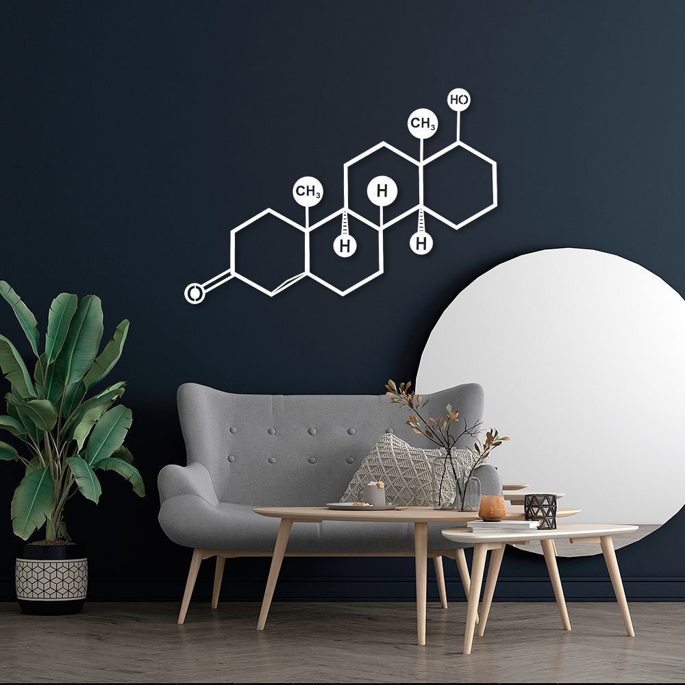 Quadro Escultura Fórmula Hormônio Testosterona 100x67 Branco