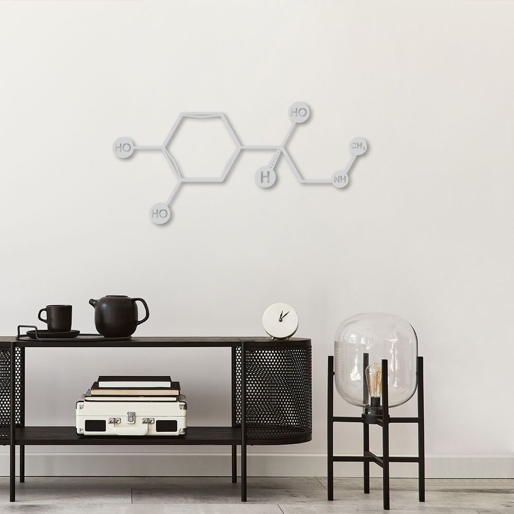 Quadro Escultura Fórmula Química Adrenalina 100x48 Cinza