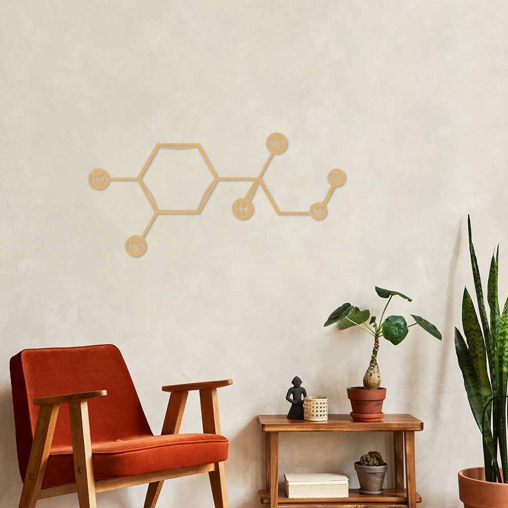 Quadro Escultura Fórmula Química Adrenalina 80x38 Areia