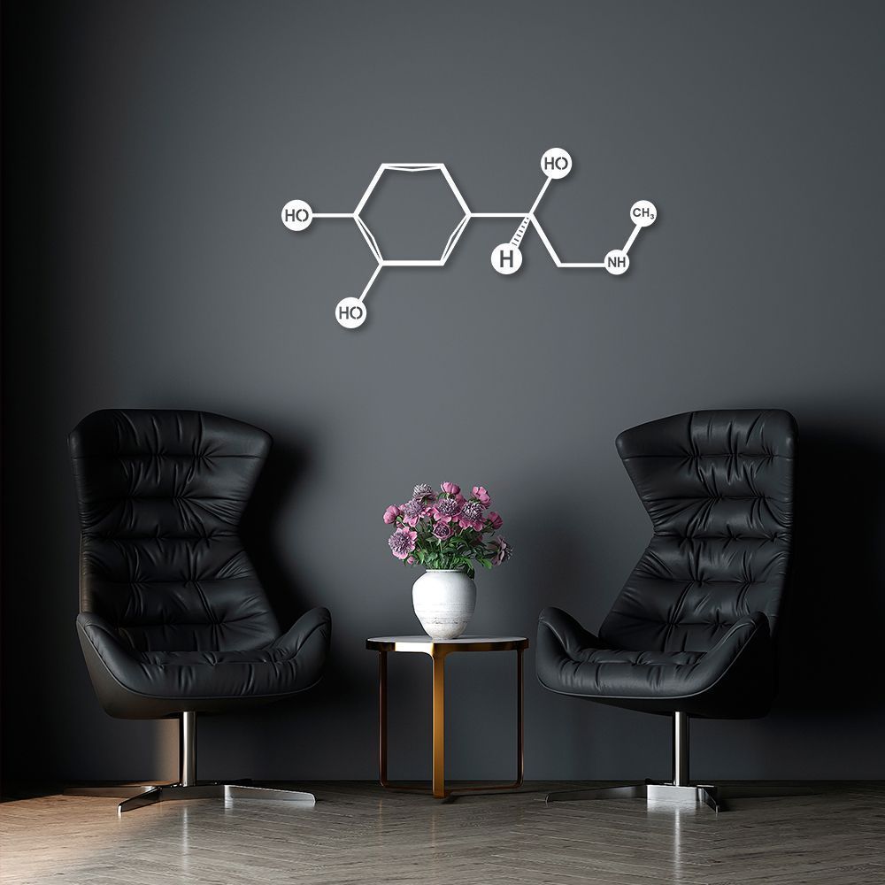 Quadro Escultura Fórmula Química Adrenalina 80x38 Branco