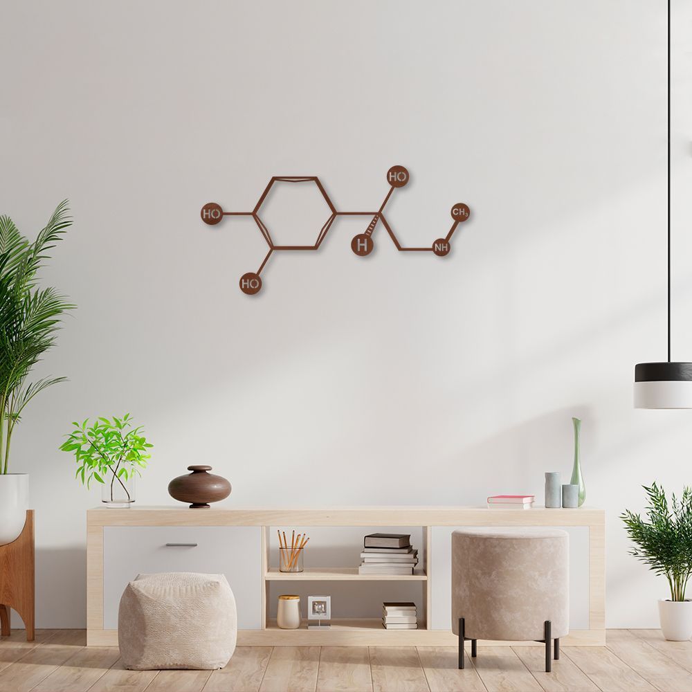 Quadro Escultura Fórmula Química Adrenalina 80x38 Marrom