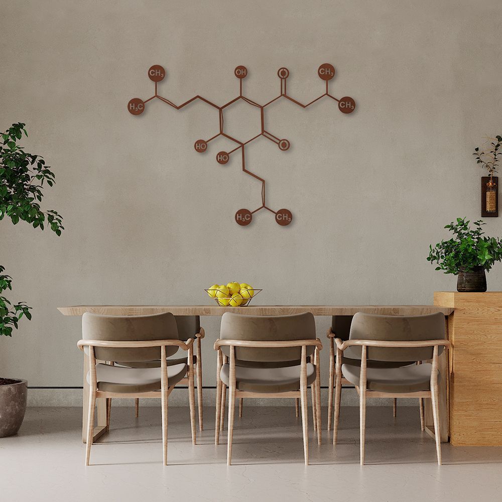 Quadro Escultura Fórmula Química Cerveja 100x71 Marrom