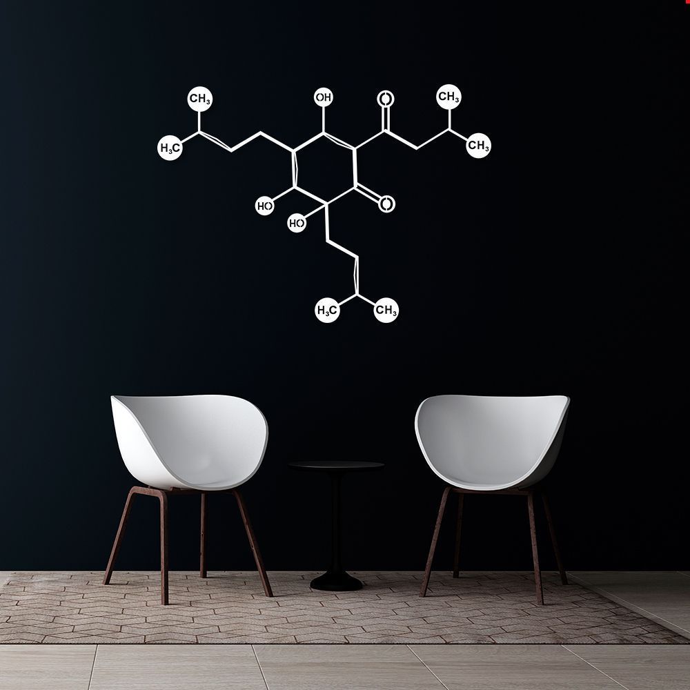 Quadro Escultura Fórmula Química Cerveja 120x85 Branco