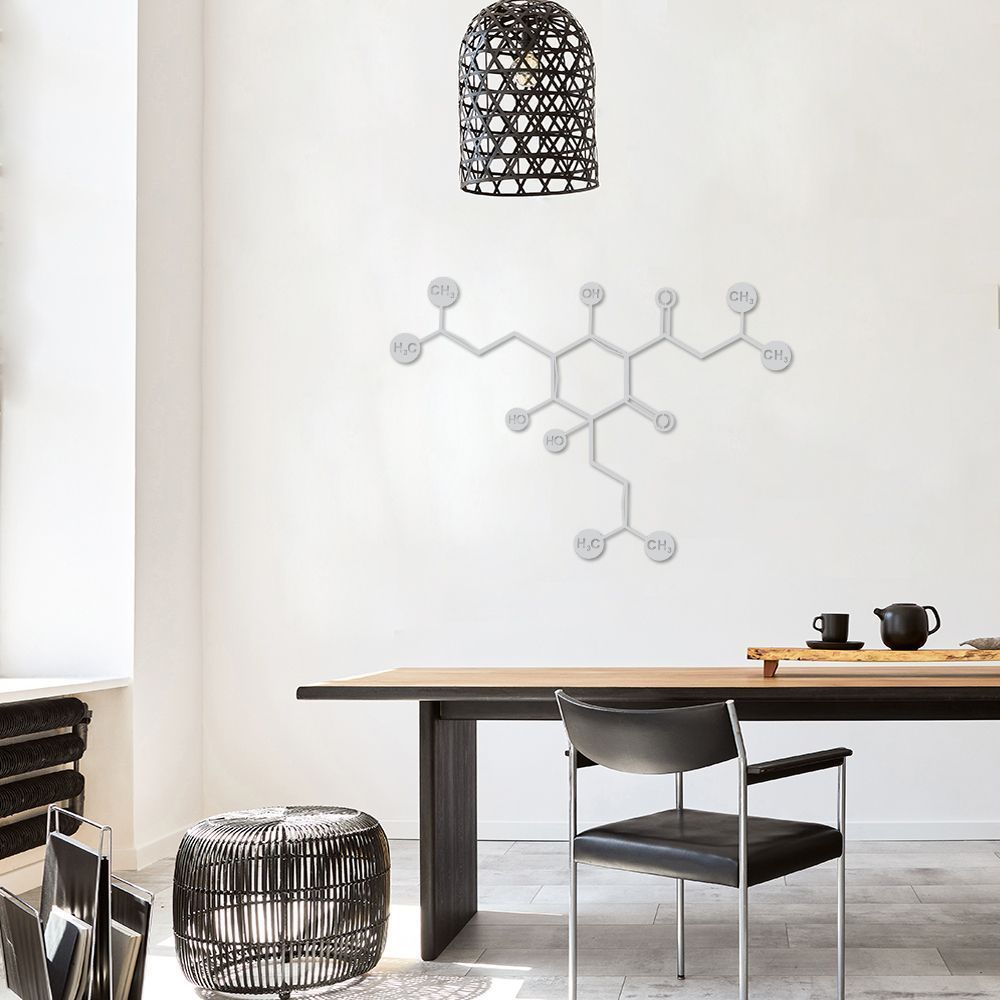 Quadro Escultura Fórmula Química Cerveja 150x107 Cinza
