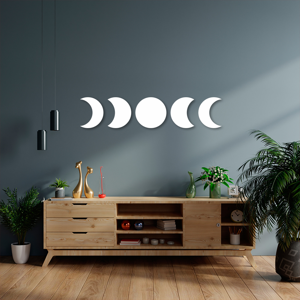 Quadro Escultura Fases da Lua 60x271 Branco