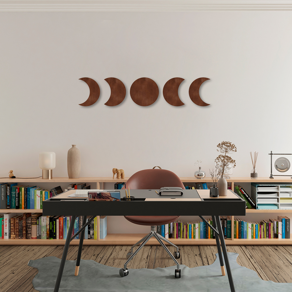 Quadro Escultura Fases da Lua 60x271 Marrom