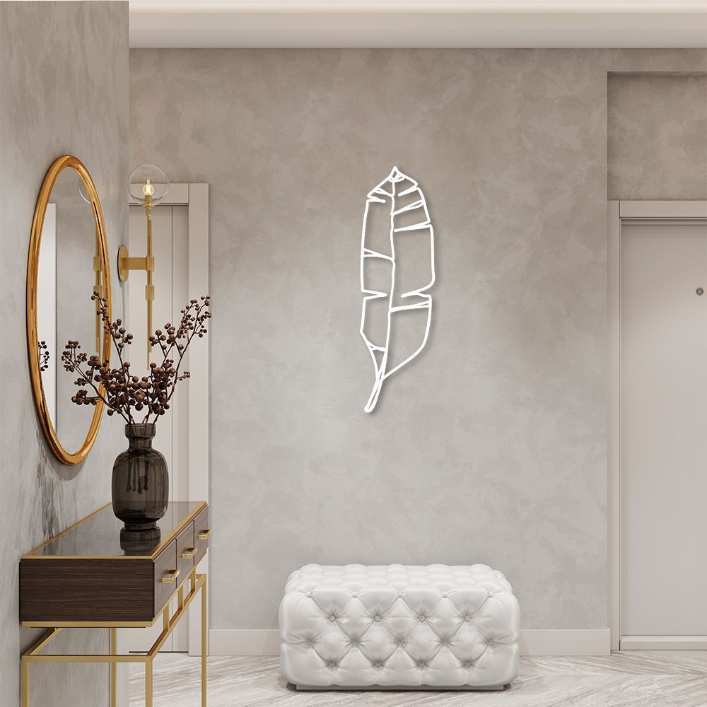 Quadro Escultura Folha de Bananeira 150x52 Branco