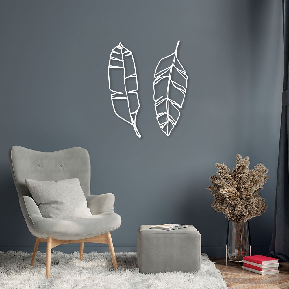 Quadro Escultura Folhas Tropicais 120x101 Branco
