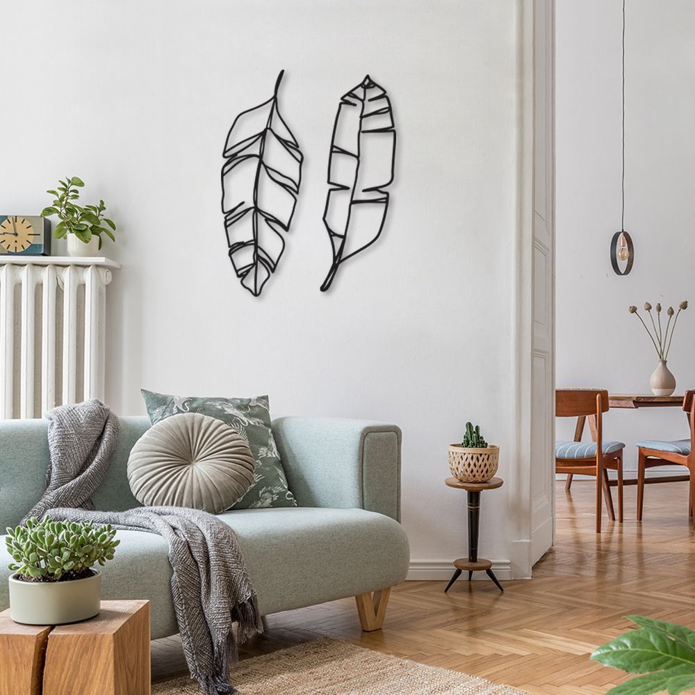 Quadro Escultura Folhas Tropicais 80x66 Preto