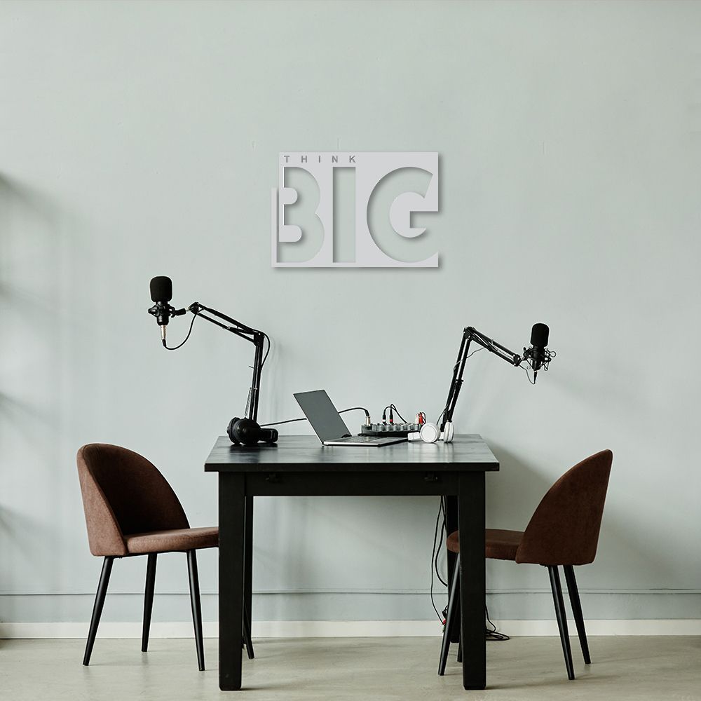 Quadro Escultura Frase Think Big 60x42 Cinza