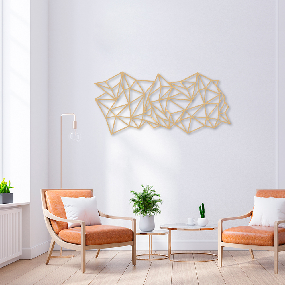Quadro Escultura Gravidade Poligonal H 100x46 Areia
