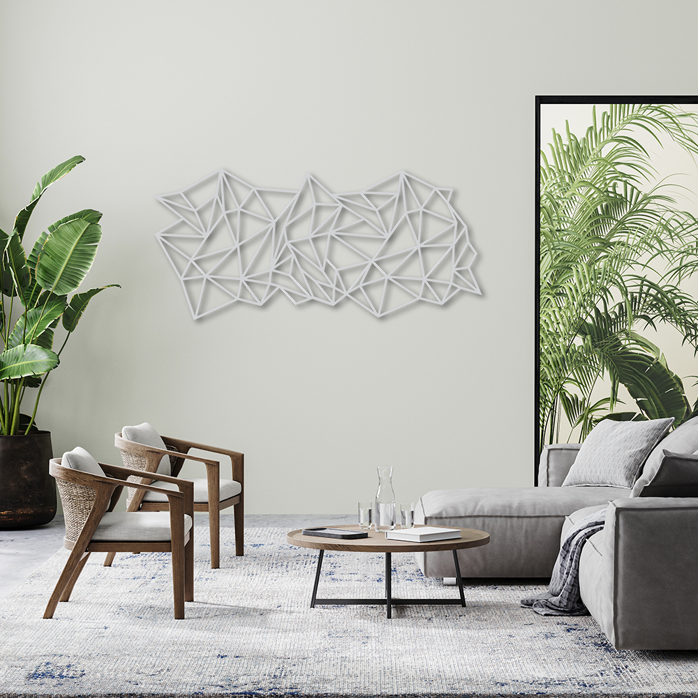 Quadro Escultura Gravidade Poligonal H 80x37 Cinza