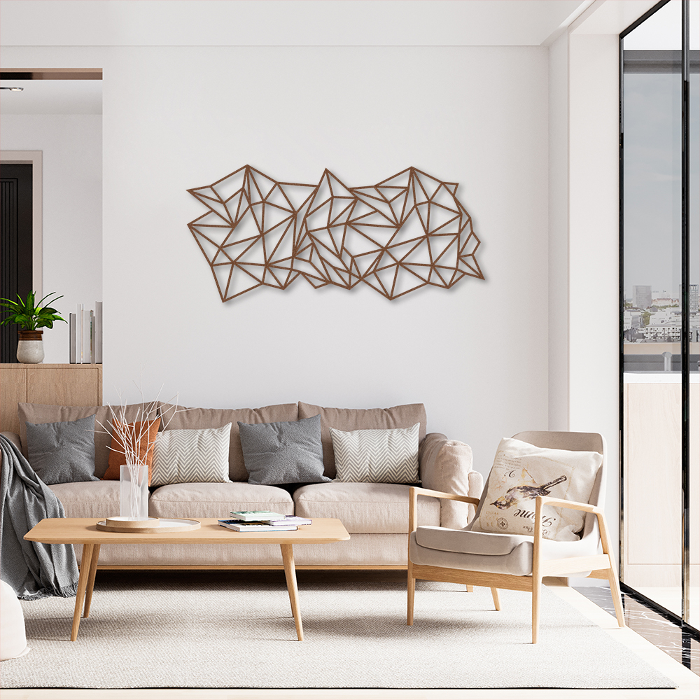 Quadro Escultura Gravidade Poligonal H 80x37 Marrom